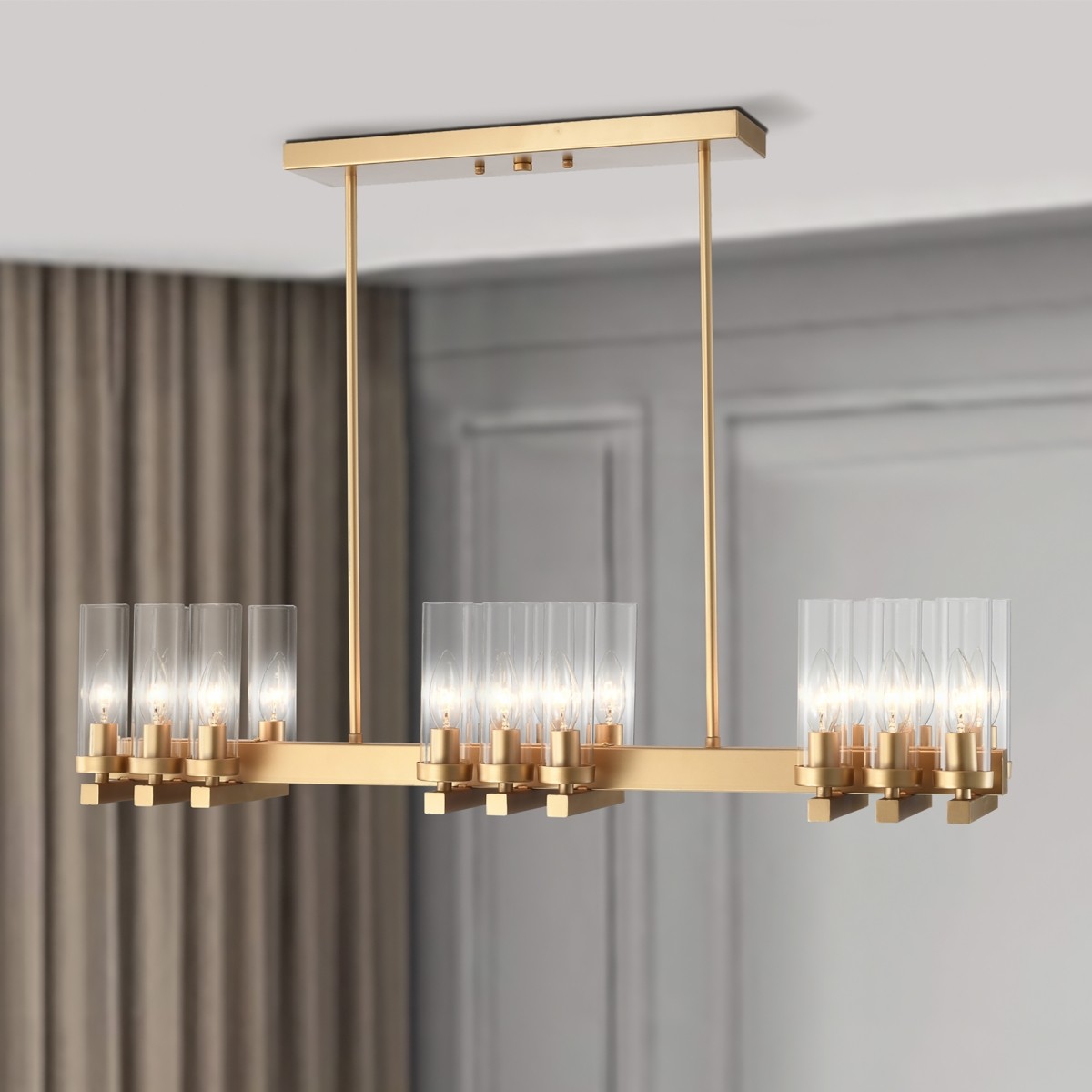 Shea 36 in. 18-Light Indoor Matte Gold Finish Chandelier with Light Kit