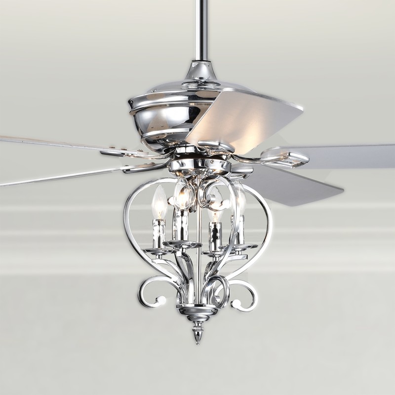 Kayla 52 in. 4-Light Indoor Chrome Finish Ceiling Fan with Light Kit