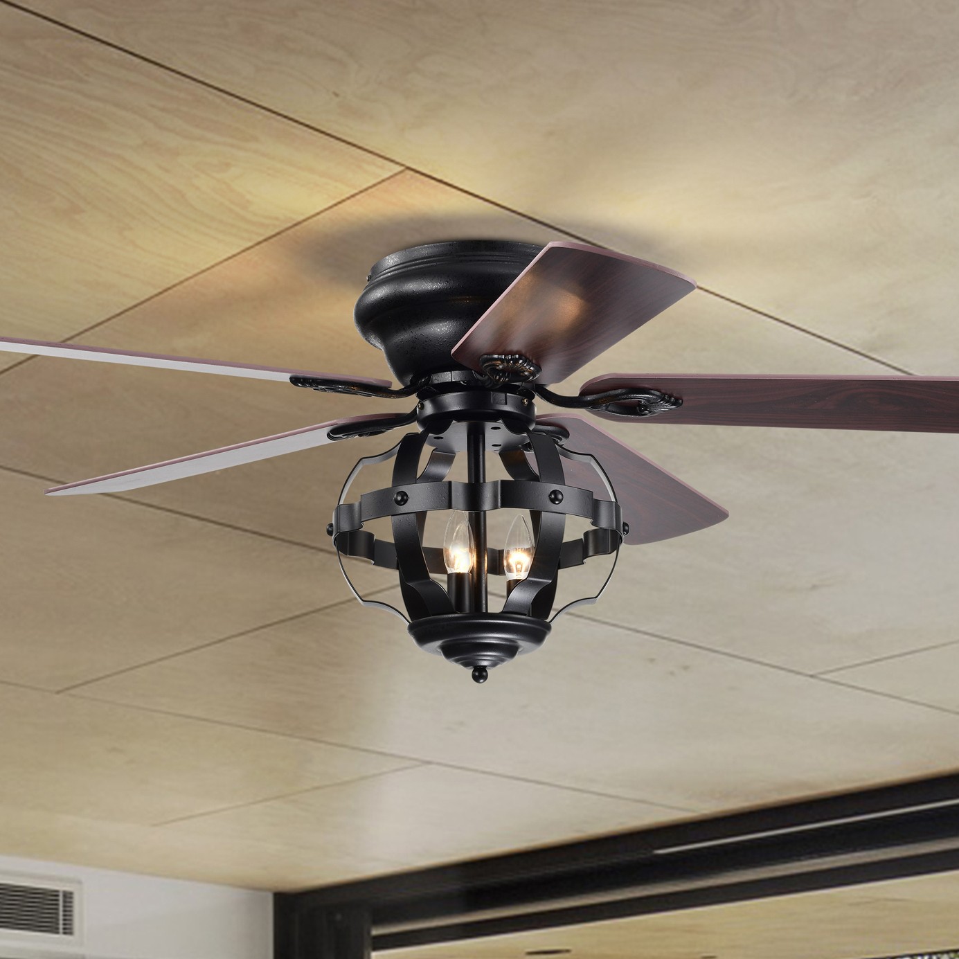 Haley 52 in. 3-Light Indoor Black Finish Ceiling Fan with Light Kit