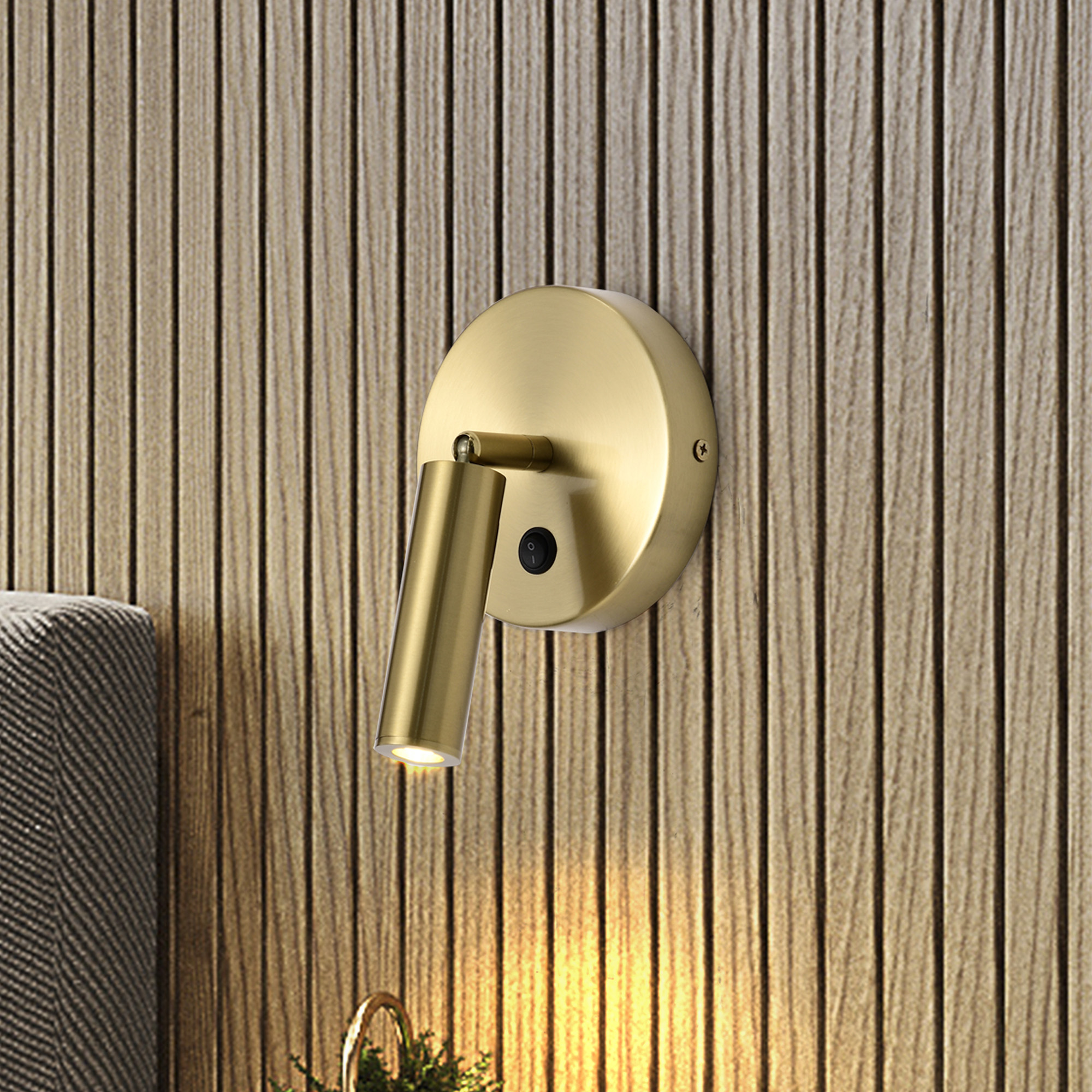 Pier 5 in. 1-Light Indoor Brass Finish Wall Sconce with Light Kit