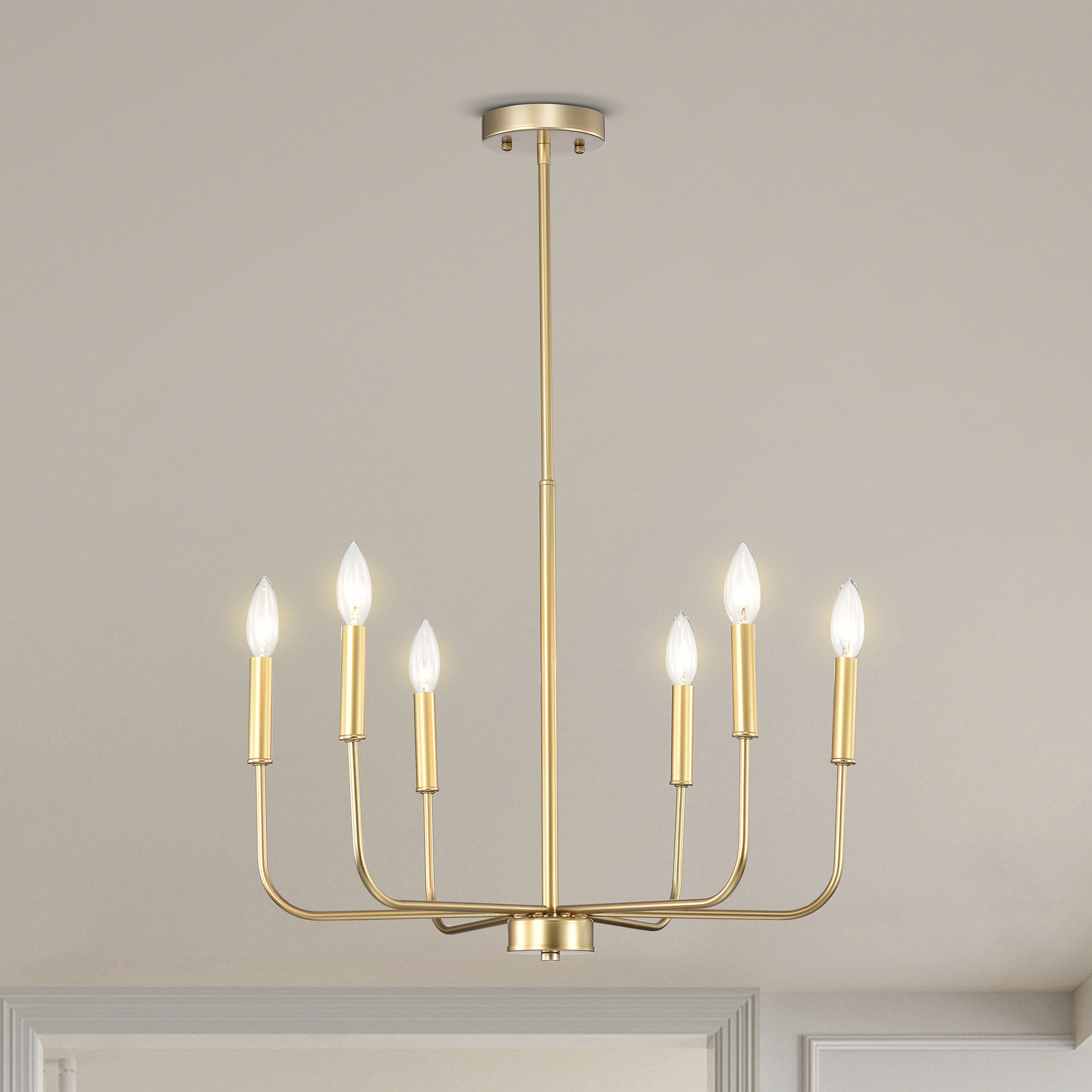 Triona 22.1 in. 6-Light Indoor Matte Gold Finish Chandelier with Light Kit