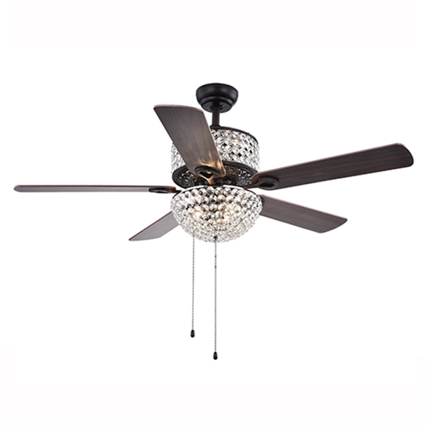 Laure Crystal 6-light Crystal 5-blade 52-inch Ceiling Fan (Optional Remote & 2 Color Option Blades)