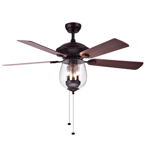 Warehouse of Tiffany Tibwald Wood Glass 52-inch 5-blade Lighted Ceiling Fan (Optional Remote)