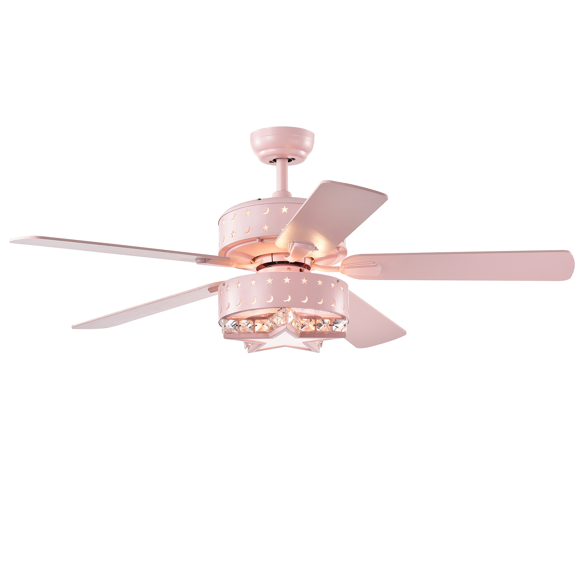 Funder 52-inch Star & Crescent Lighted Ceiling Fan Pink (includes Remote)