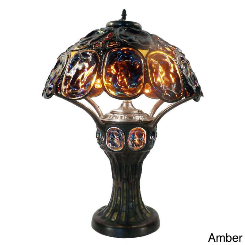Turtleback Table Lamp with Lighted Base - Amber
