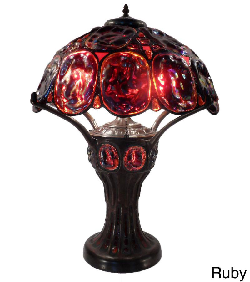 Turtleback Table Lamp with Lighted Base - Ruby