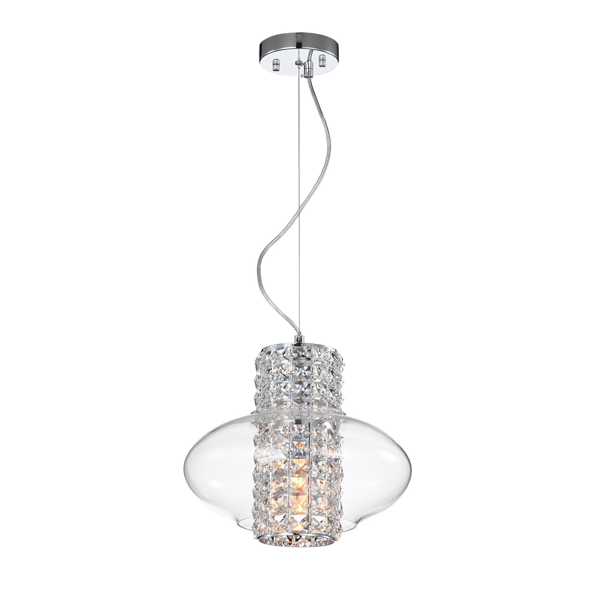 Silver Orchid Stewart 1-Light Chrome Pendant Lamp