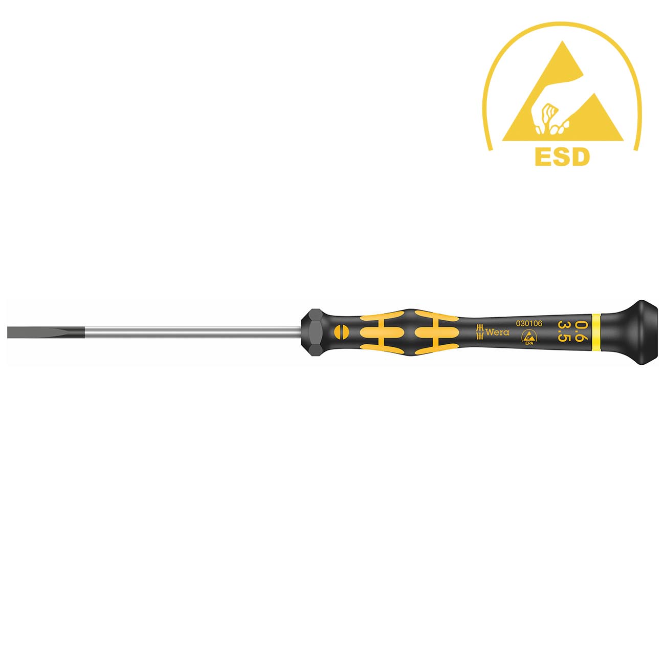 Wera ESD-Safe Micro Screwdriver: Slotted 0.60 x 3.5 x 80mm