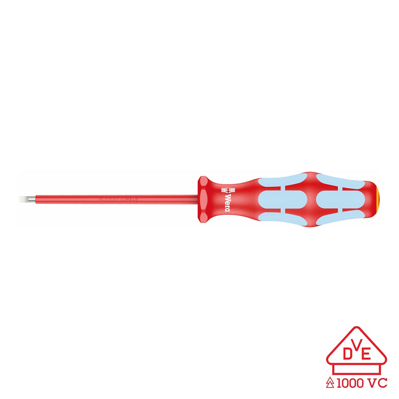 Wera VDE Insulated Stainless Steel Screwdriver:  3mm x 80mm Slotted Screws (Without Lasertip)