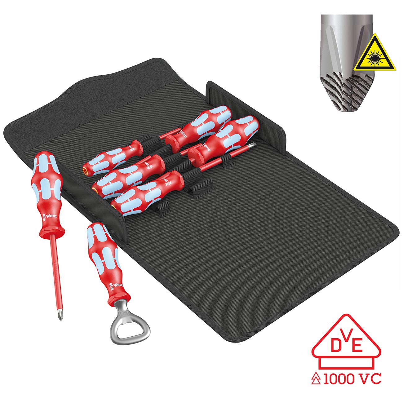 Wera VDE Insulated Stainless Screwdriver Set in Compact Textile Box (6 Piece Set)