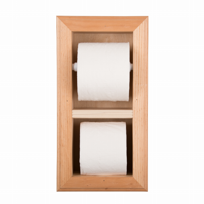 Bradenton Recessed Solid Wood Double Toilet Paper Holder 7 x 14.5"  22 Unfinished Wood