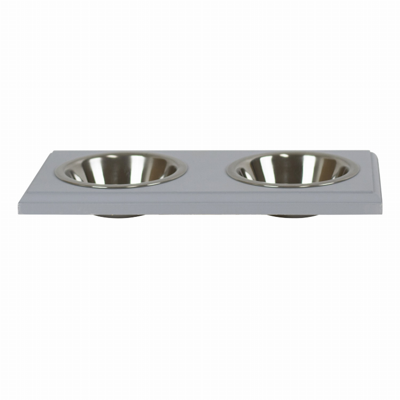 Champion Bowl Pet Food Holder - Two BowlsHalf PintPrimed Gray