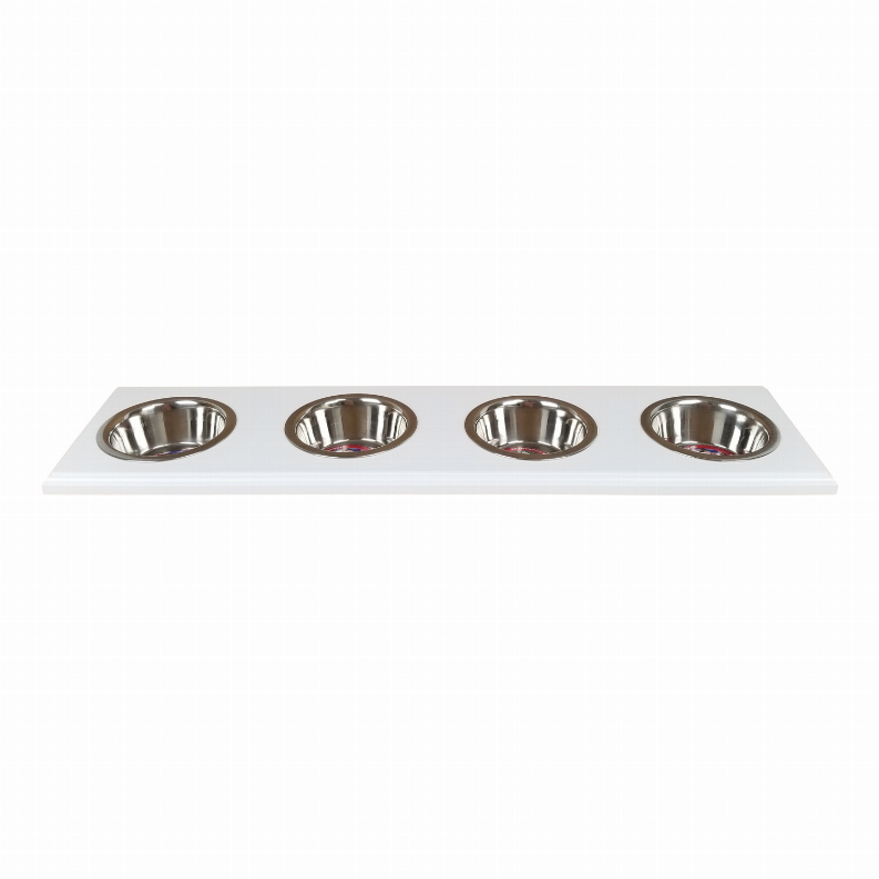 Champion Bowl Pet Food Holder - Four BowlsHalf PintWhite Enamel