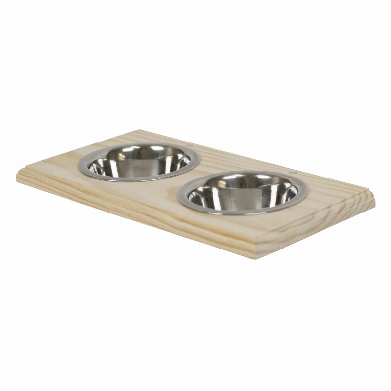 Champion Bowl Pet Food Holder - Two BowlsQuartUnfinished Wood