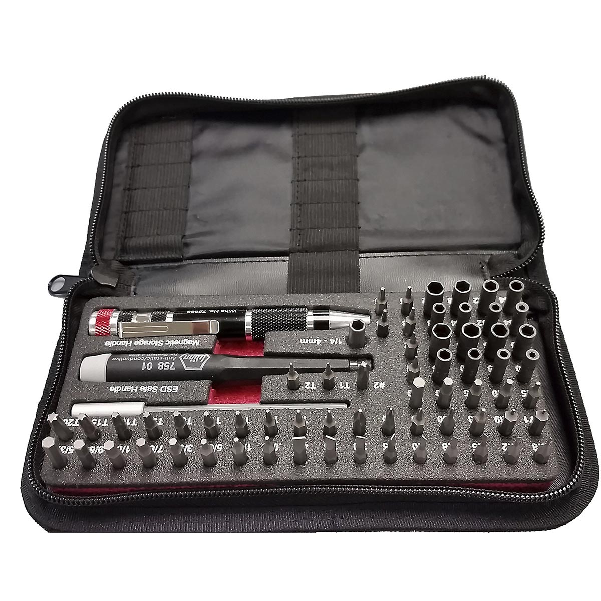 Wiha Master Technician ESD Safe Ratchet and Micro Bits Set with Travel Bag - 68 Piece Set