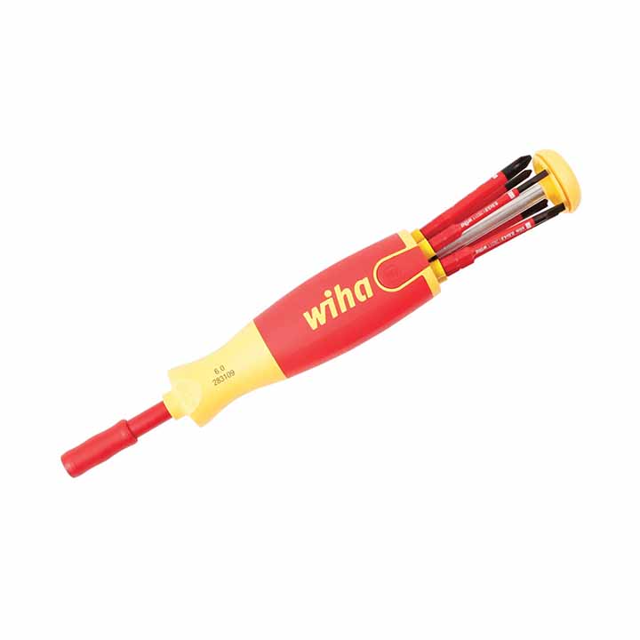 Wiha SlimLine Insulated 6-IN-1 Multi-Driver (7 Piece) - Slotted/Phillips/Square