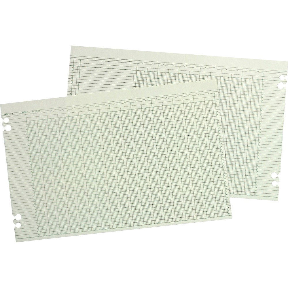 Accounting Sheets, 30 Columns, 11 x 17, 100 Loose Sheets/Pack, Green