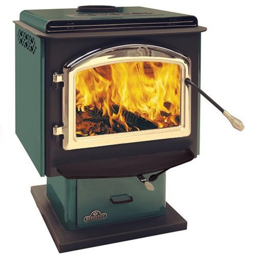 1400F Medium - Green Porcelain With Gold Louvers - Wood Stove