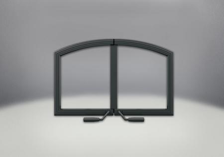 Wrought Iron Finish Arched Cast-Iron Double Doors for High Country 3000 - H336-K