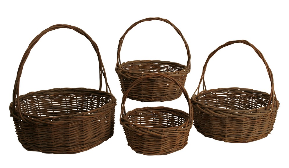 Set Of 4 Willow Baskets - Unpeeled