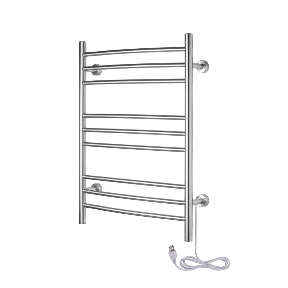 Riviera Towel Warmer, Brushed, Dual Connection, 9 Bars