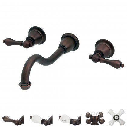 Elegant Spout Wall Mount Vessel/Lavatory Faucet, Oil Rubbed Bronze Finish With Protective Coating