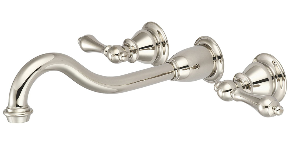 Elegant Spout Wall Mount Vessel/Lavatory Faucet, Polished Nickel PVD Finish