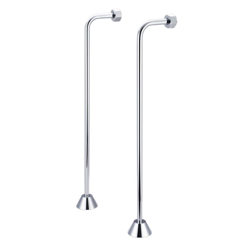 Single Offset Supply For Claw Foot Or Elegant Tubs, Hand Polished, Richly Triple Plated Chrome