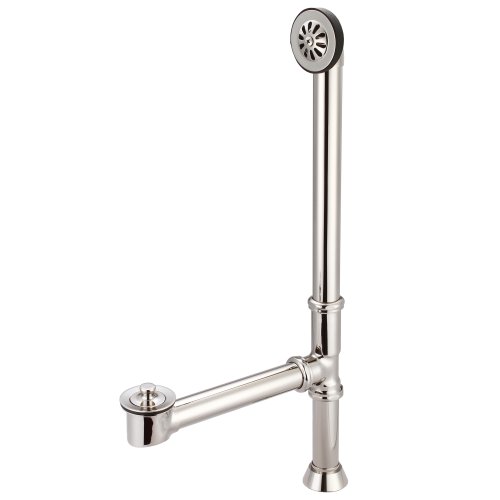 Lift & Turn Exposed Finish Tub Drain For Claw Foot Or Other Elegant Tubs, Polished Nickel PVD Finish