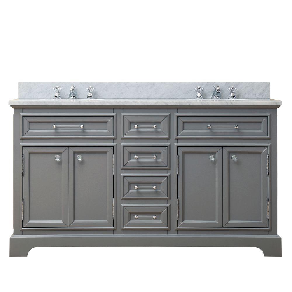 60 Inch Cashmere Grey Double Sink Bathroom Vanity From The Derby Collection