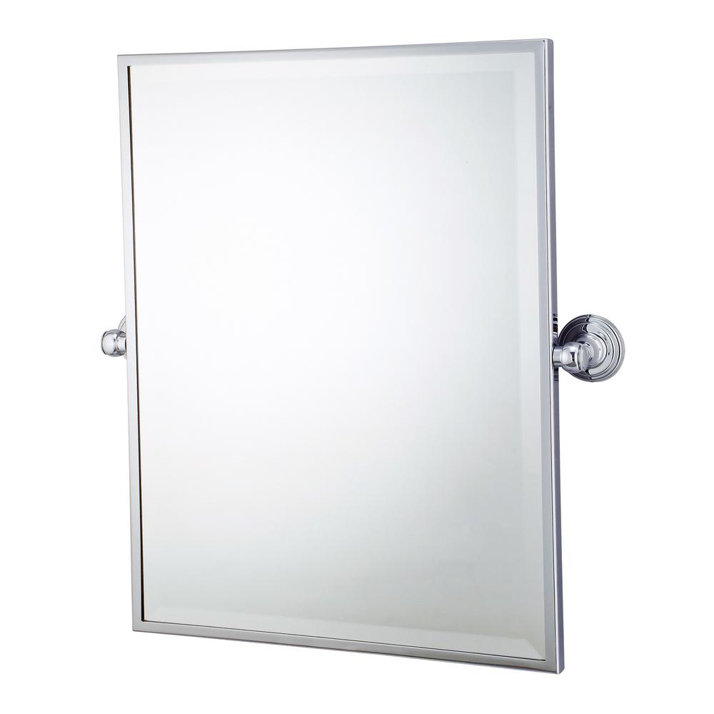 Metal Retangular Mirror 18" X 24" In Chrome Finish