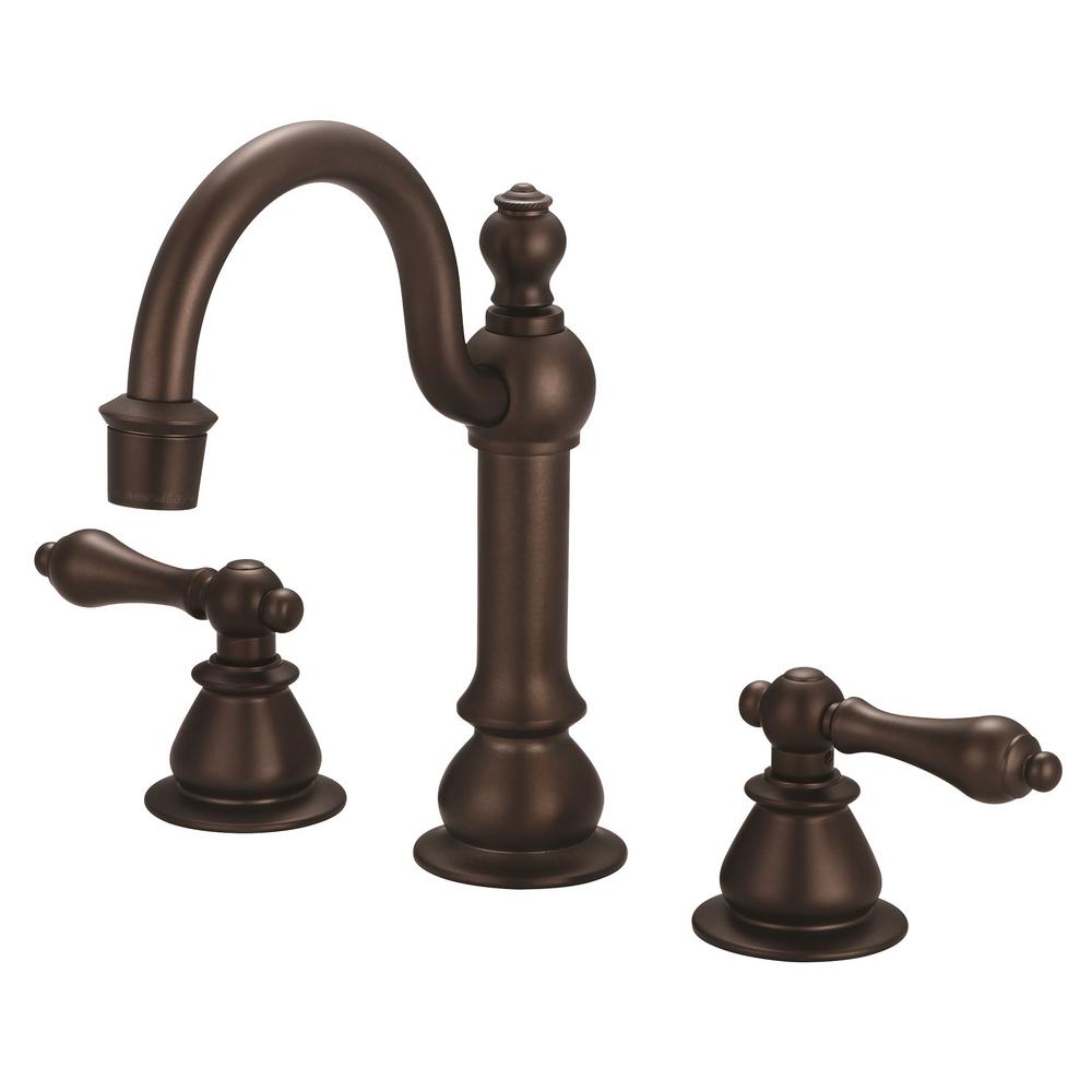 American 20th Century Classic Widespread Lavatory F2-0012 Faucets With Pop-Up Drain in Oil-rubbed Bronze Finish With Metal Lever