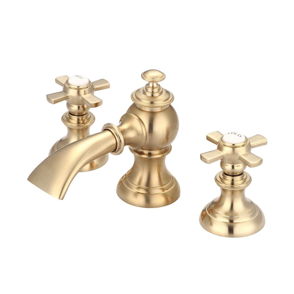 F2-0013-06-FX Satin Gold Waterfall with Flat Cross Handles True Brass Lavatory Faucet