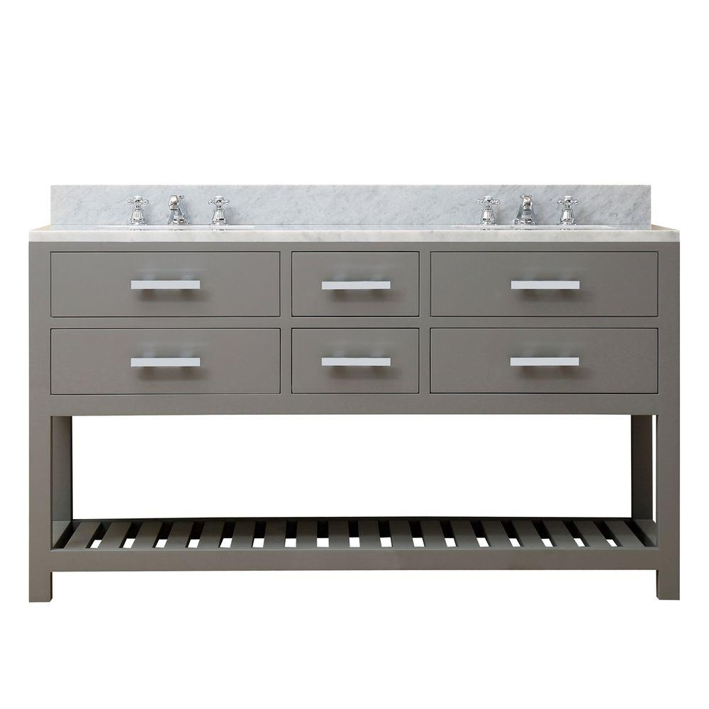 60 Inch Cashmere Grey Double Sink Bathroom Vanity With Faucet From The Madalyn Collection