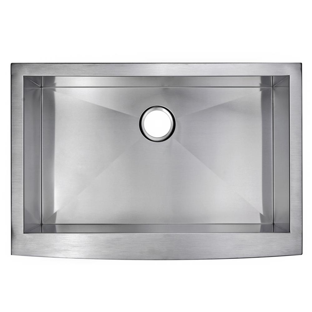 33 Inch X 22 Inch Zero Radius Single Bowl Stainless Steel Hand Made Apron Front Kitchen Sink