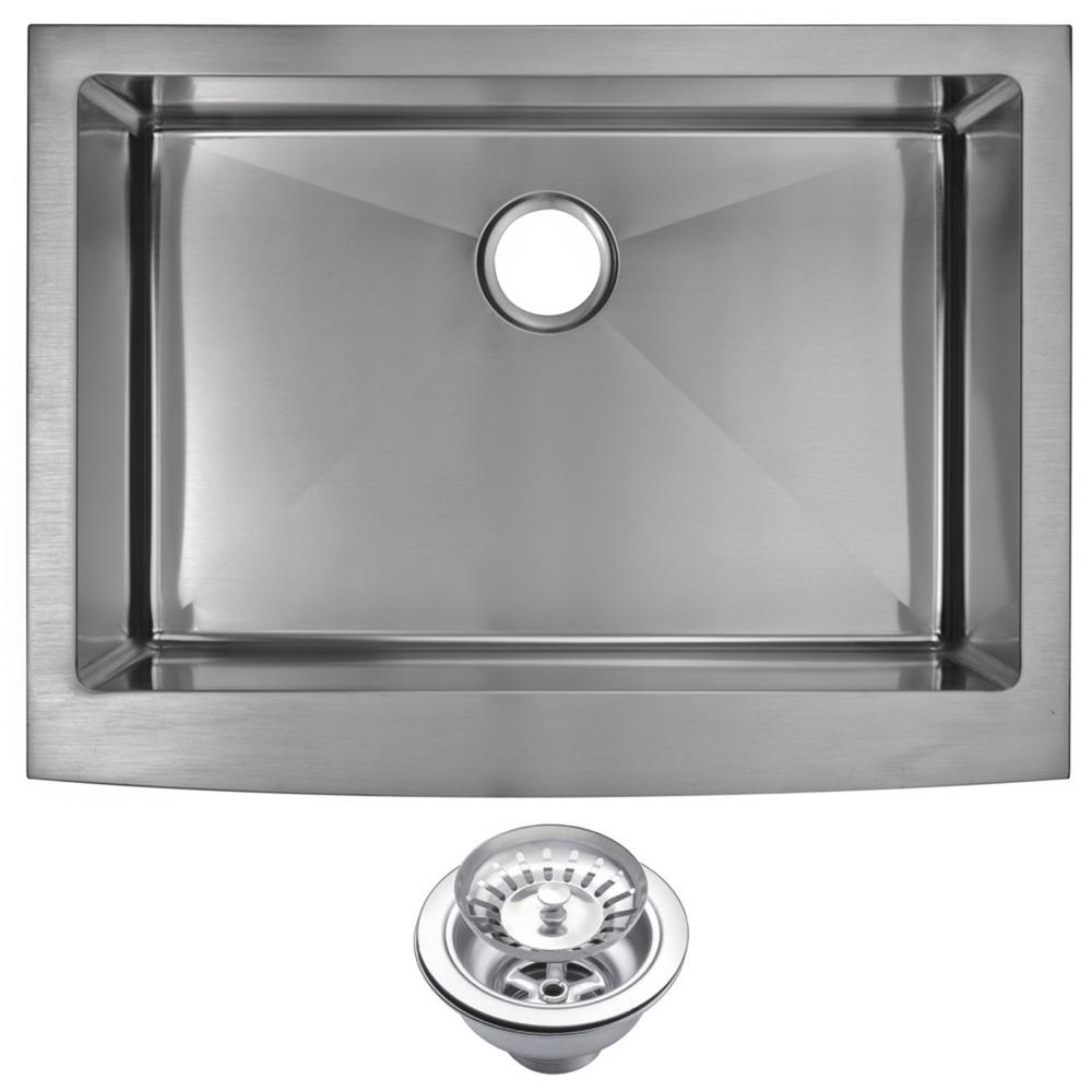 30 Inch X 22 Inch 15mm Corner Radius Single Bowl Stainless Steel Hand Made Apron Front Kitchen Sink With Drain and Strainer