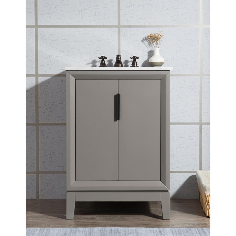 Elizabeth 24-Inch Single Sink Carrara White Marble Vanity In Cashmere Grey With Matching Mirror(s) and F2-0009-03-BX Lavatory Fa