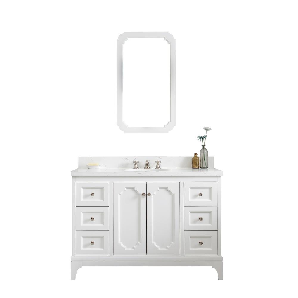 Queen 48-Inch Single Sink Quartz Carrara Vanity In Pure White