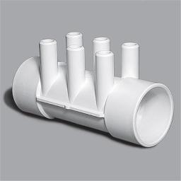 Manifold, PVC, Waterway, 2"S x 2"S x (6) 3/4"SB Ports