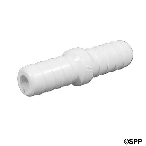 Fitting, PVC, Ribbed Barb Coupler, 3/8"RB x 3/8"RB