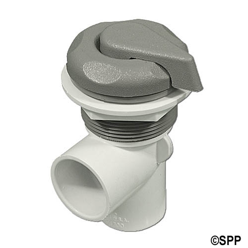 Diverter Valve, Waterway, 1-Port, 1"S, Vertical, Top Access, 5-Scalloped, Gray