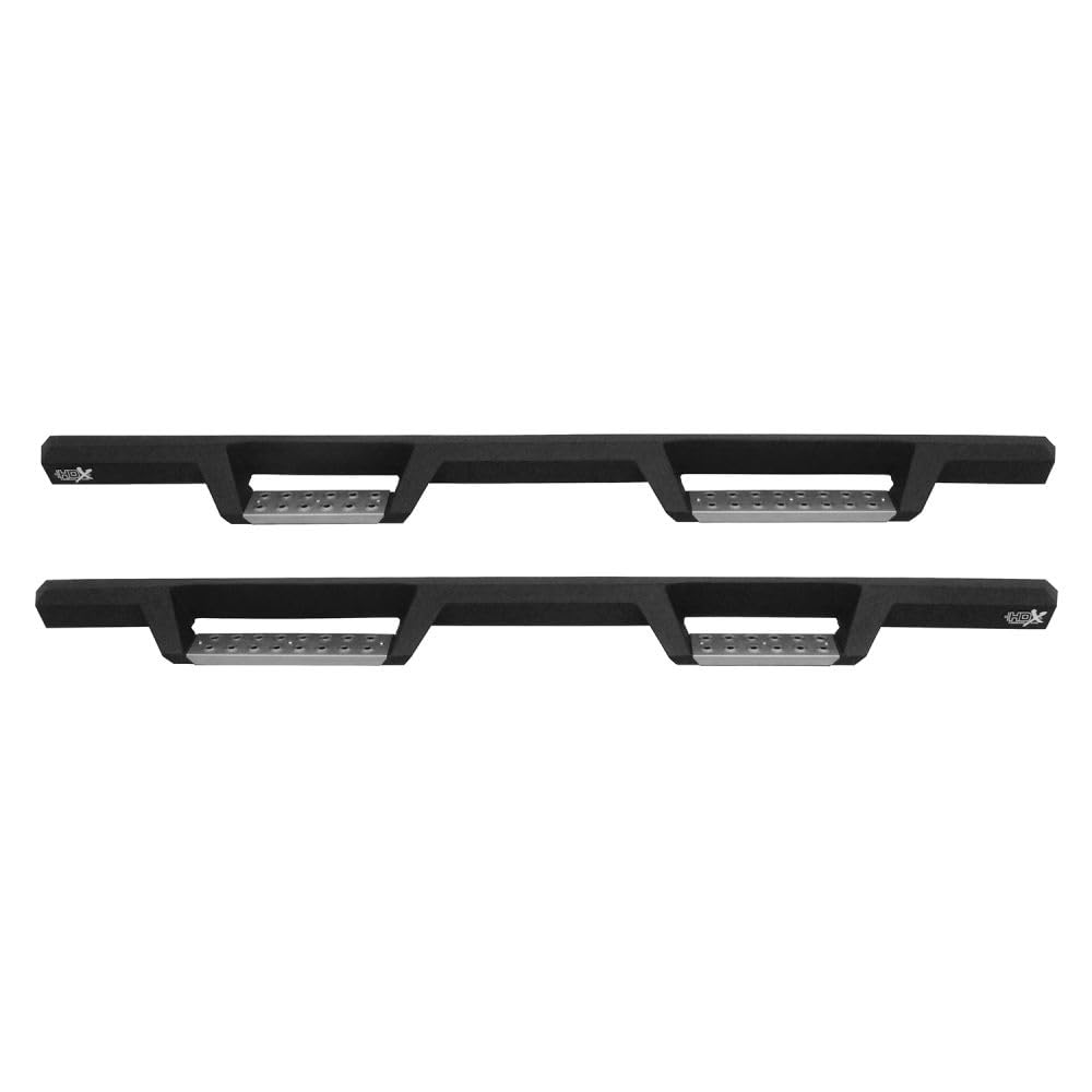 0719 SILV/SIERRA 1500/2500/3500 EXT/DBL CAB TEXT BLACK HDX SS DROP NERF BARS