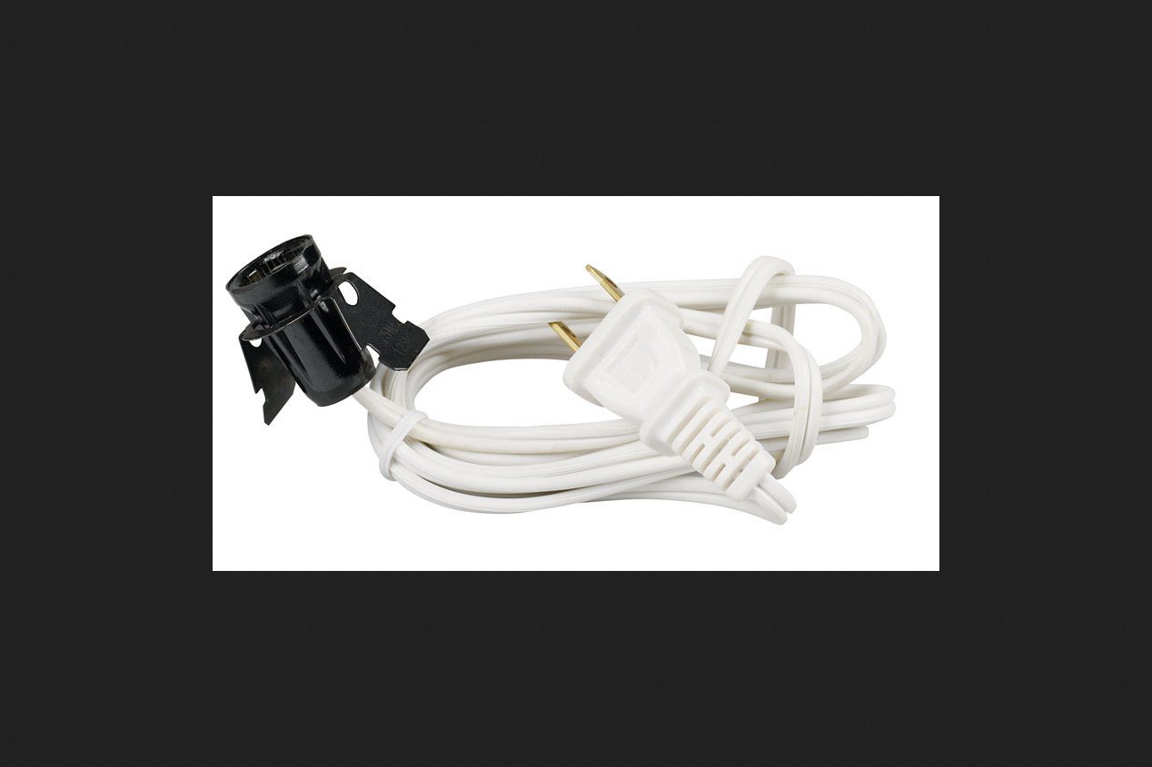 6' Cord Set with Snap-In Pigtail Candelabra Base Socket White