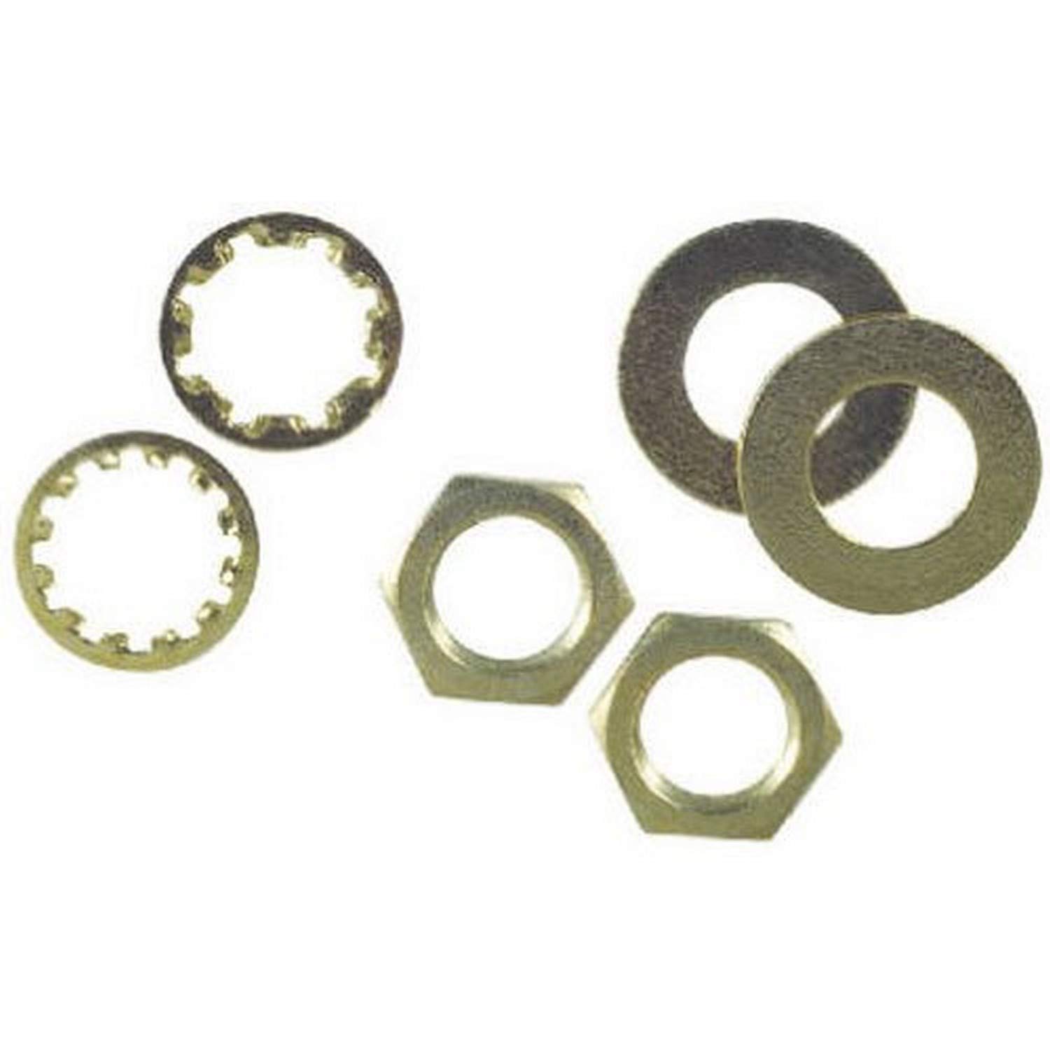 6 Assorted Nuts and Washers Brass-Plated Steel
