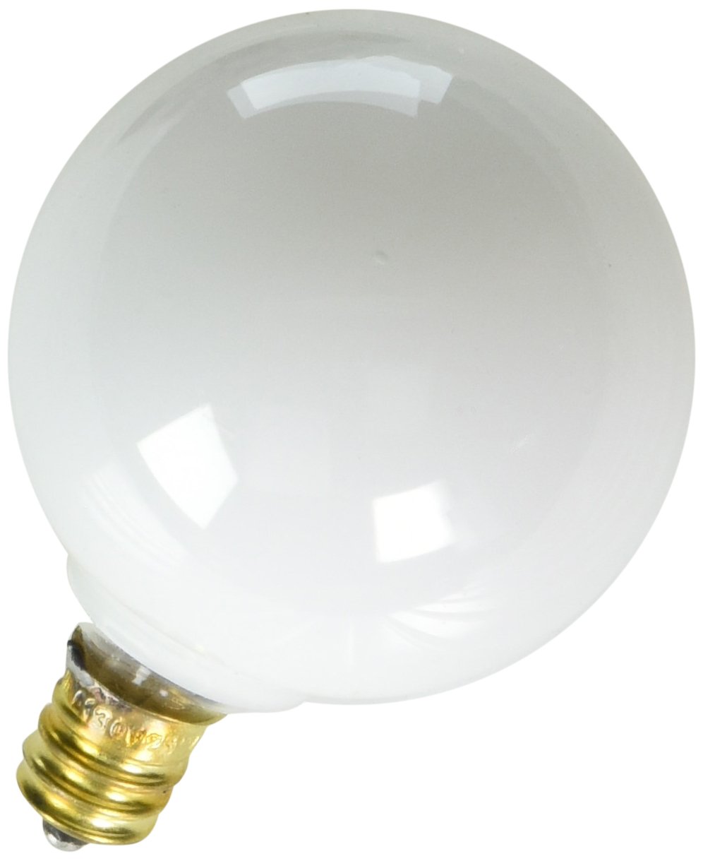 25W G16 1/2 Incandescent White E12 (Candelabra) Base, 130 Volt, Box