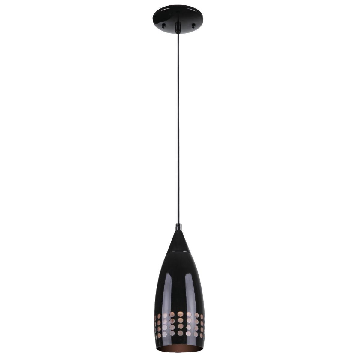 1 Light Mini Pendant Black Finish with Black Glass