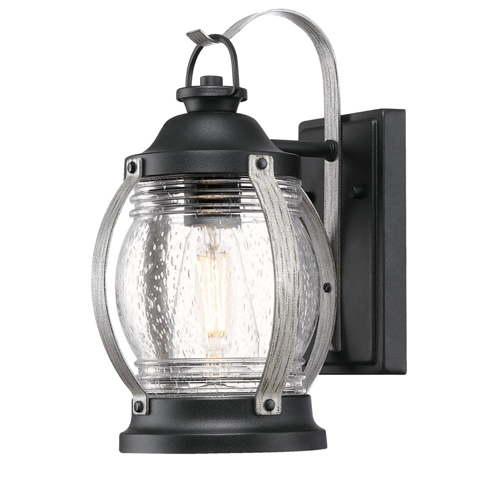 Westinghouse Lighting Canyon One-Light Outdoor Wall Fixture, Textured Black and Antique Ash Finish with Clear Seeded Glass