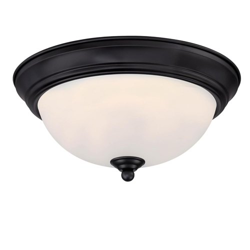 Westinghouse Lighting One-Light 11 Inch 15 Watt LED Indoor Flush Mount Fixture, Matte Black Finish, Frosted Glass