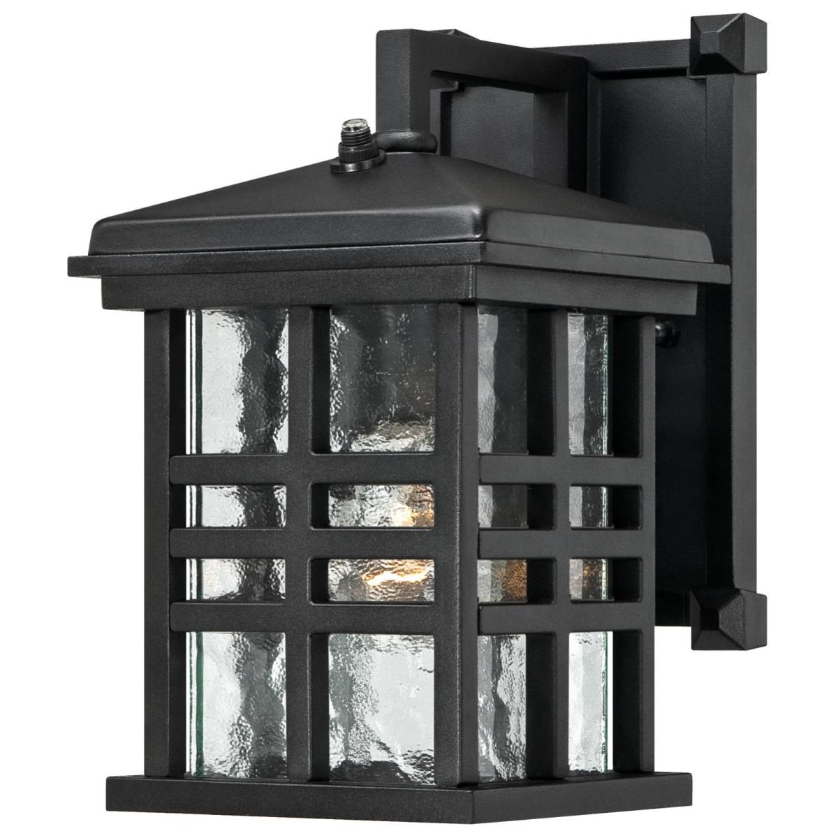 1 Light Wall Fixture with Dusk to Dawn Sensor Textured Black Finish with Clear Water Glass