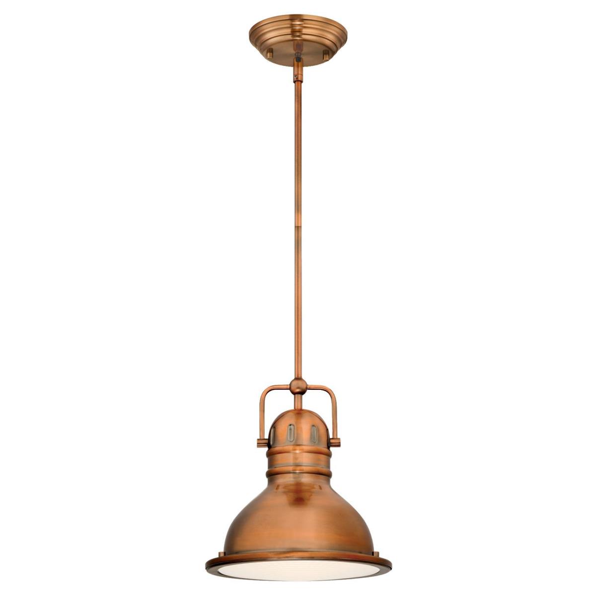 1 Light LED Mini Pendant Washed Copper Finish with Prismatic Lens